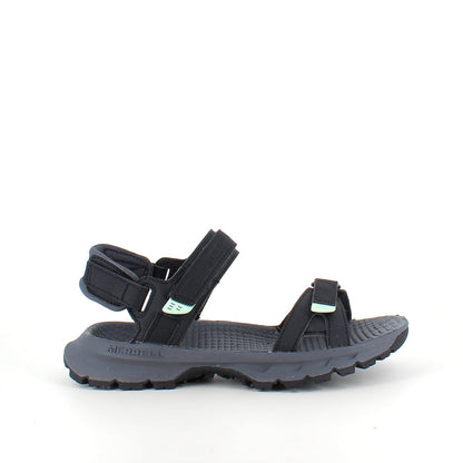 Svart Merrell-sandal med dämpande komfort för aktiv vardag