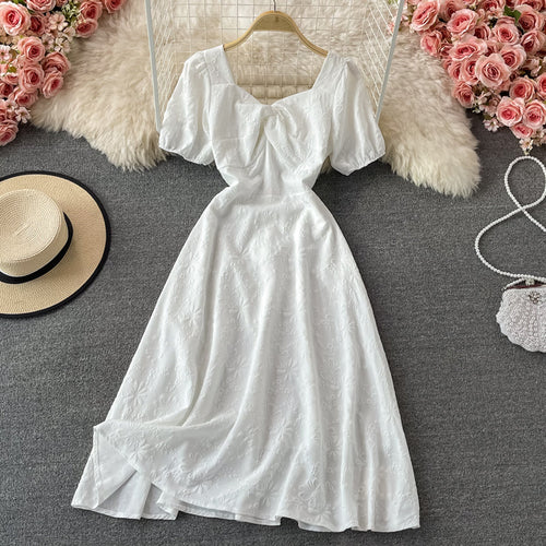 Sweet A line white short dress fashion dress S32