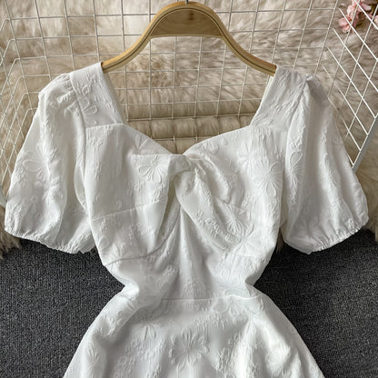 Sweet A line white short dress fashion dress S32