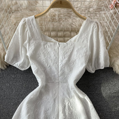 Sweet A line white short dress fashion dress S32