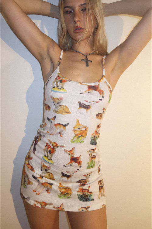 Sweet Animal Print Cami Mini Dress