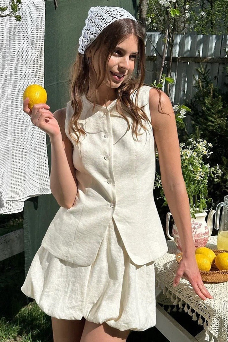 Sweet Bud Hem Vest Tank Mini Skirt Set