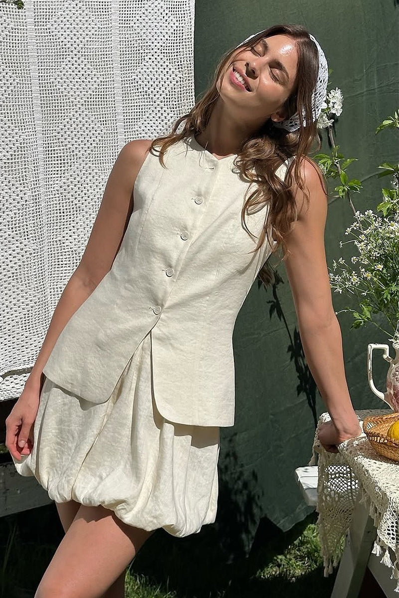 Sweet Bud Hem Vest Tank Mini Skirt Set