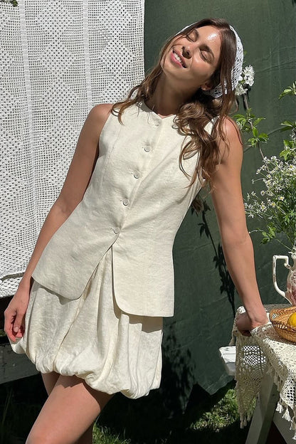 Sweet Bud Hem Vest Tank Mini Skirt Set