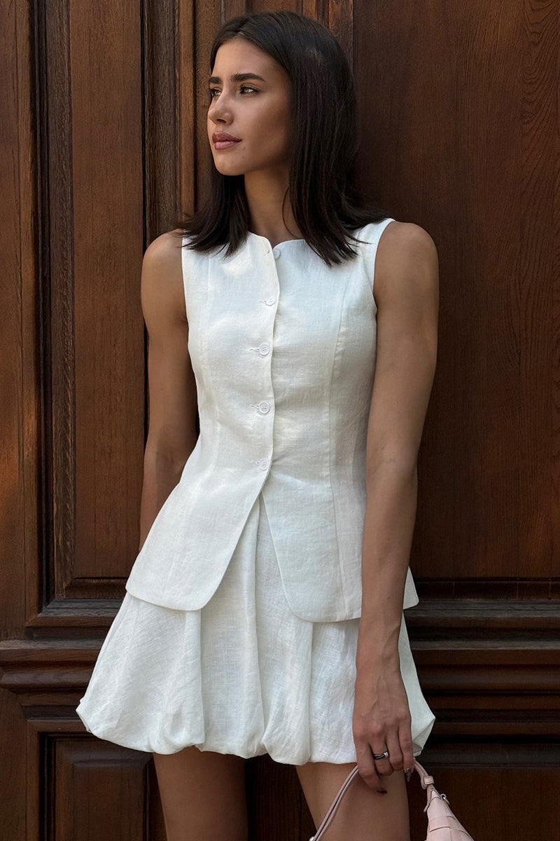 Sweet Bud Hem Vest Tank Mini Skirt Set