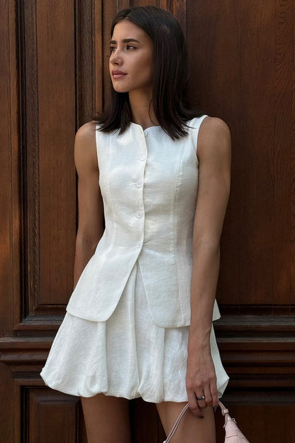 Sweet Bud Hem Vest Tank Mini Skirt Set