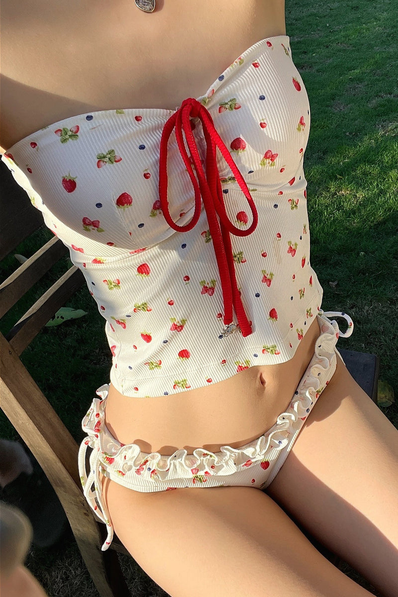 Sweet Tie Print Two Piece Swim Set