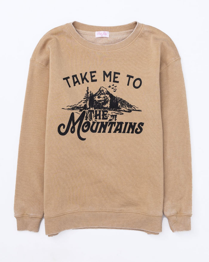 Take Me To The Mountains Gold Graphic Sweatshirt
