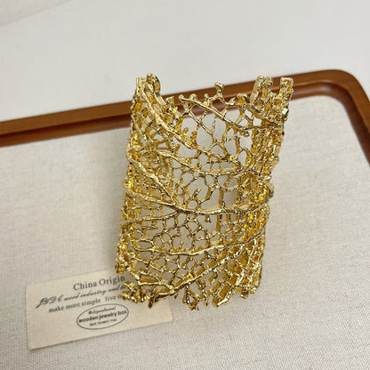 Textured Coral Hollow Open Bracelet