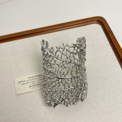 Textured Coral Hollow Open Bracelet