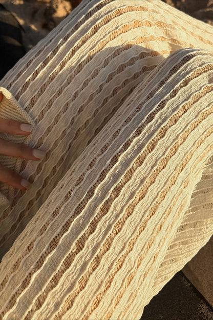 Textured Knit See Through Loose Pants