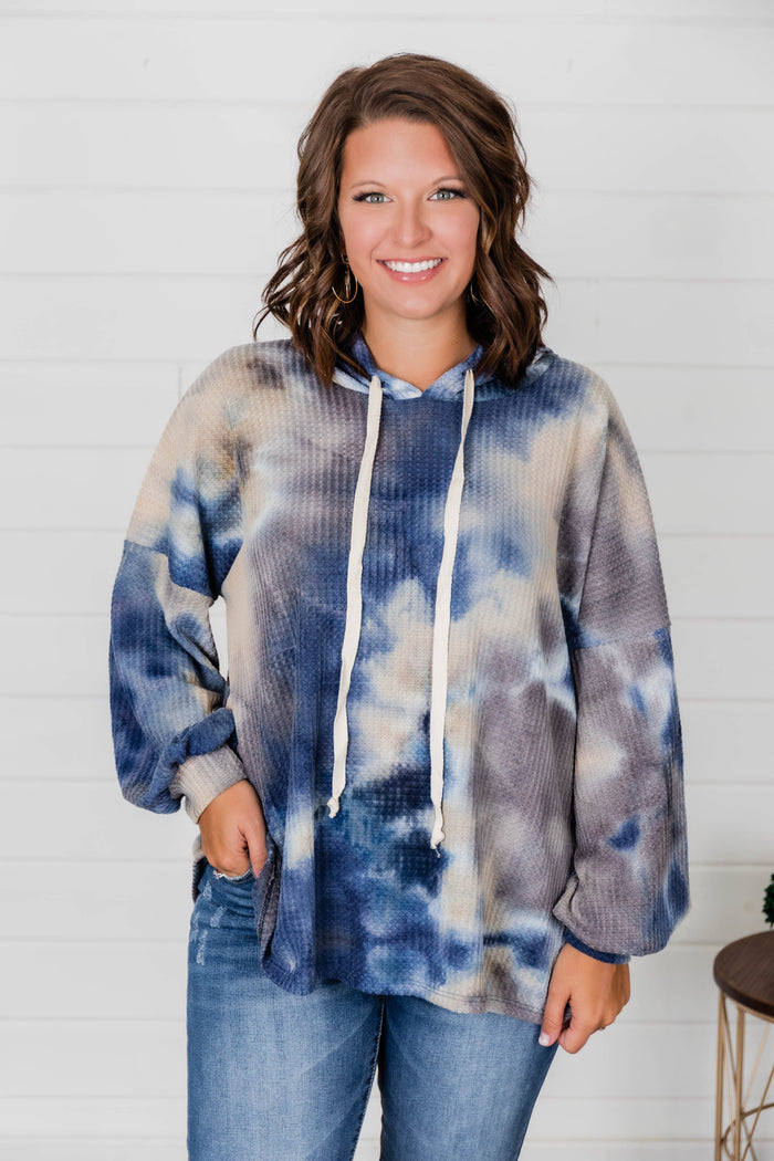 The Good Life Tie Dye Pullover Navy/Tan FINAL SALE