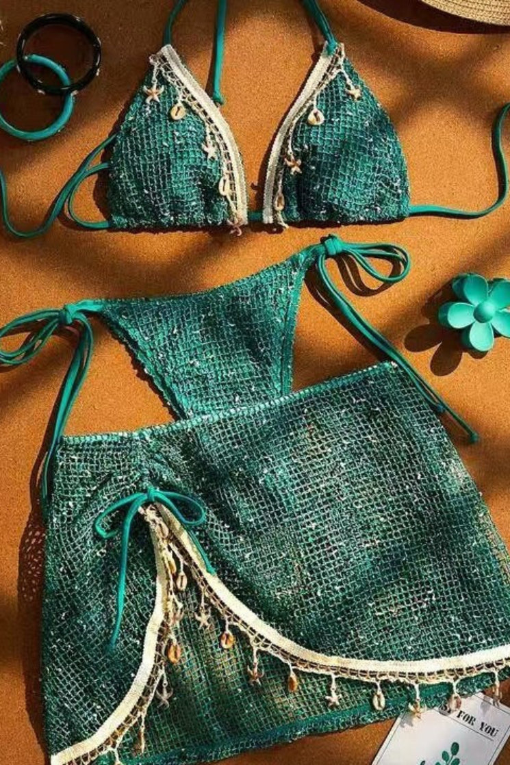 Tie Halter Triangle Bikini Set