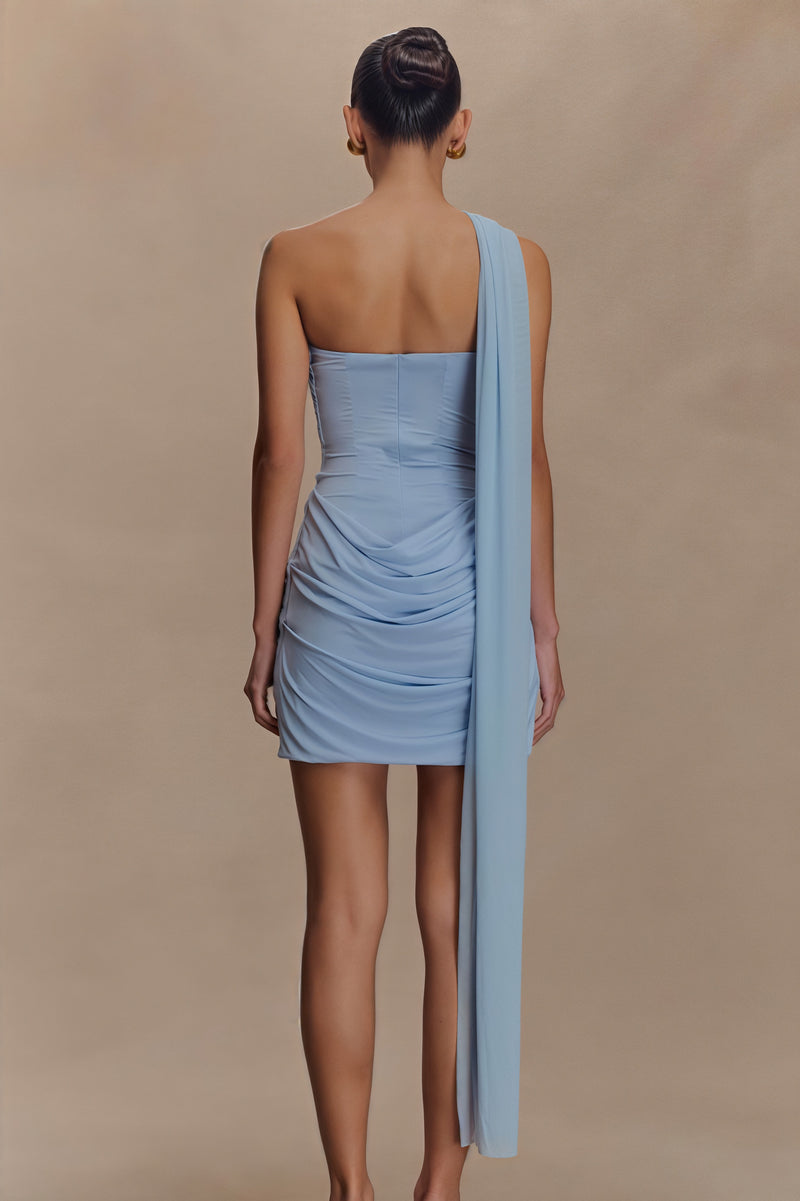 Tie Ruched Bandeau Bodycon Mini Dress