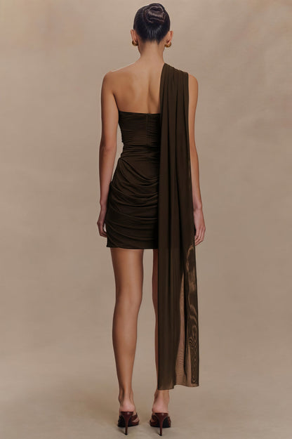 Tie Ruched Bandeau Bodycon Mini Dress