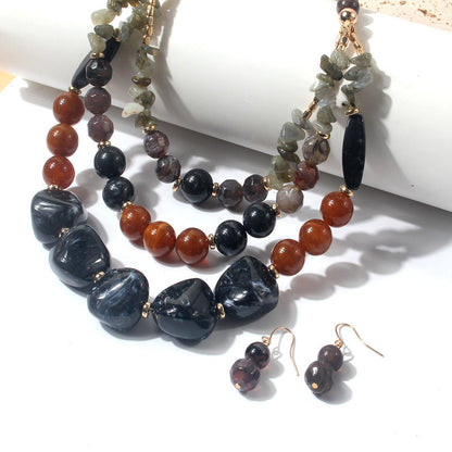 Two Tone Big Beaded Multi Layer NeckLace