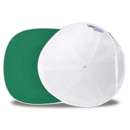 UCF Retro Bar snapback hat in white, interior view showing the green undervisor