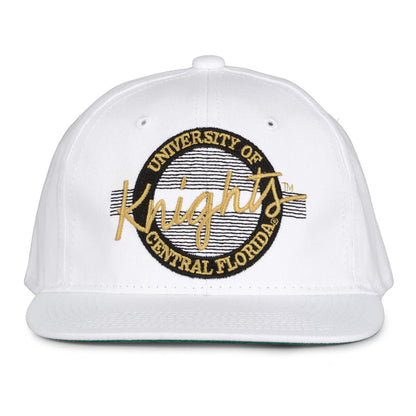UCF Retro Circle snapback hat in white, front view