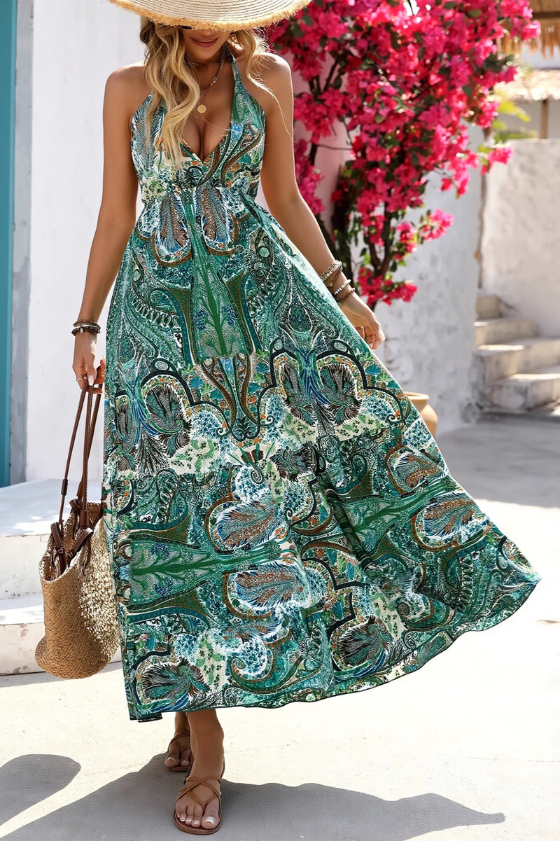 V Neck Ruffle Casual Boho Dress