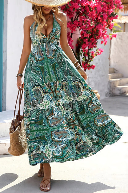 V Neck Ruffle Casual Boho Dress