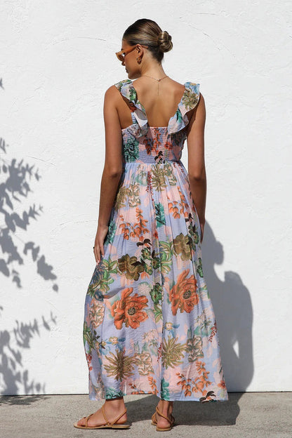 V Neck Swing Print Cami Maxi Dress