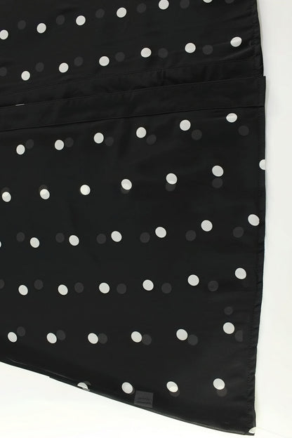 V Neck Waist Long Sleeve High Slit Polka Dot Midi Dress