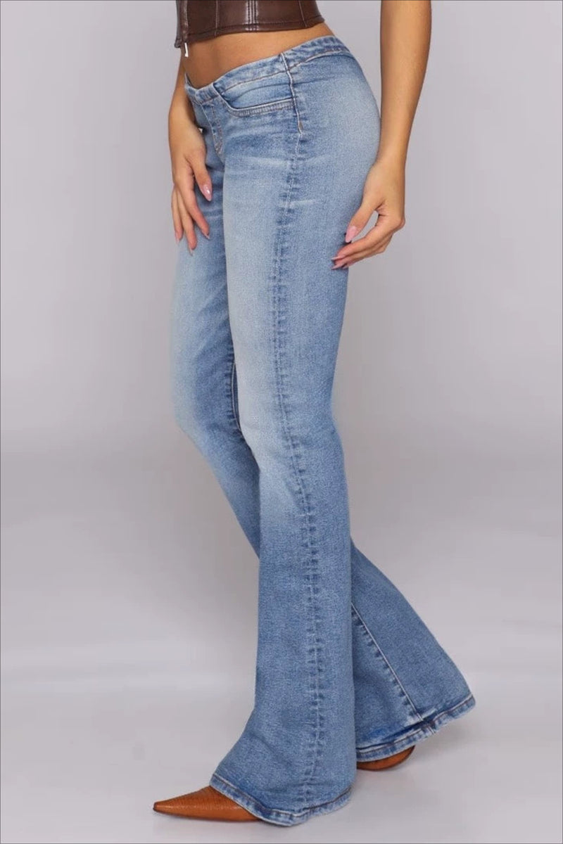 V Waist Ruched High Stretch Bootcut Jeans