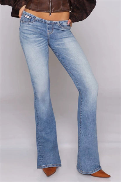V Waist Ruched High Stretch Bootcut Jeans