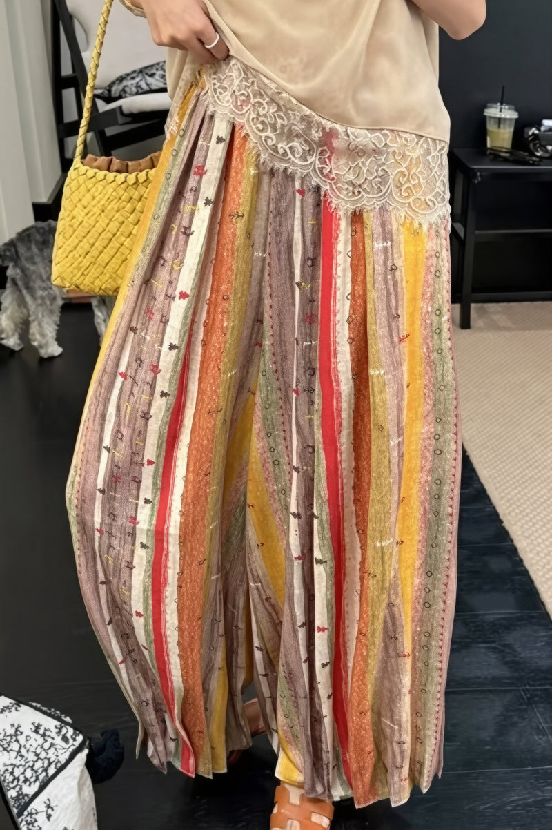 Vacation Casual Rainbow Pumpkin Pants