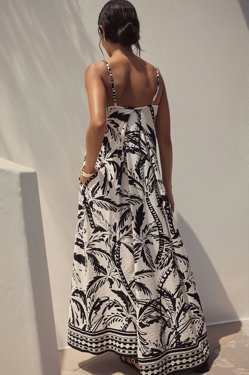 Vacation Coconut Print Loose Boho Dress