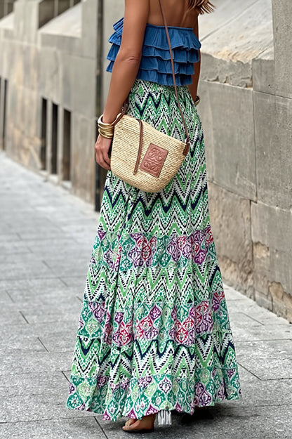 Vacation Floral Maxi Swing Skirt