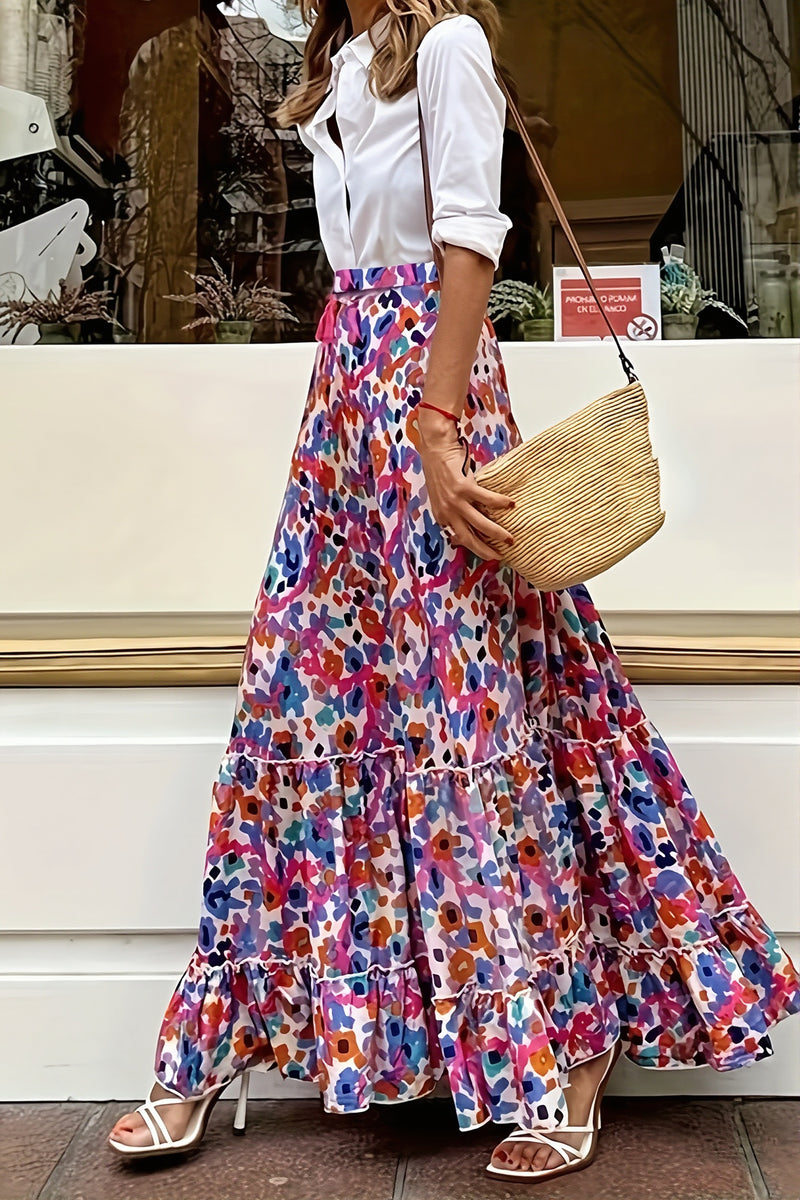 Vacation Floral Maxi Swing Skirt