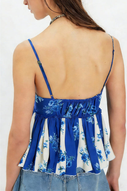 Vacation Floral Print Retro Cami Top