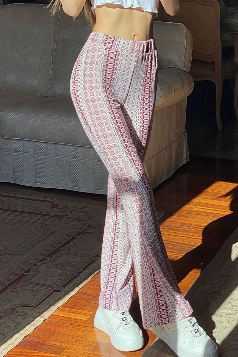 Vacation High Waist Printed Flare Pants