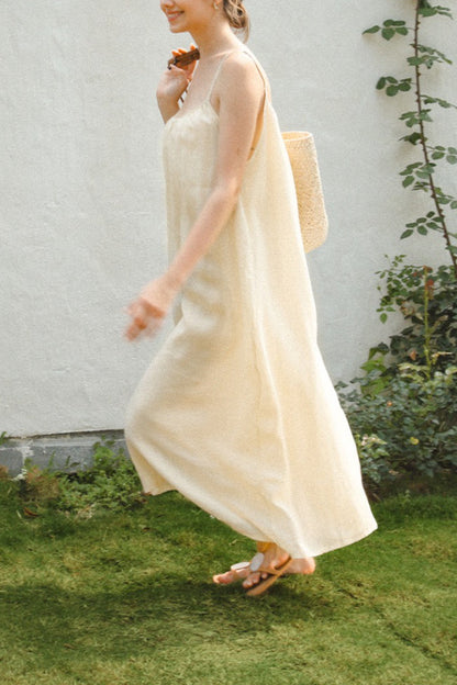 Vacation Linen Cotton Flowy Midi Dress