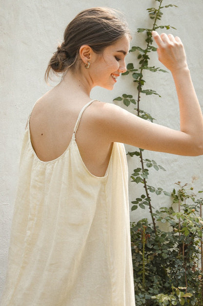 Vacation Linen Cotton Flowy Midi Dress