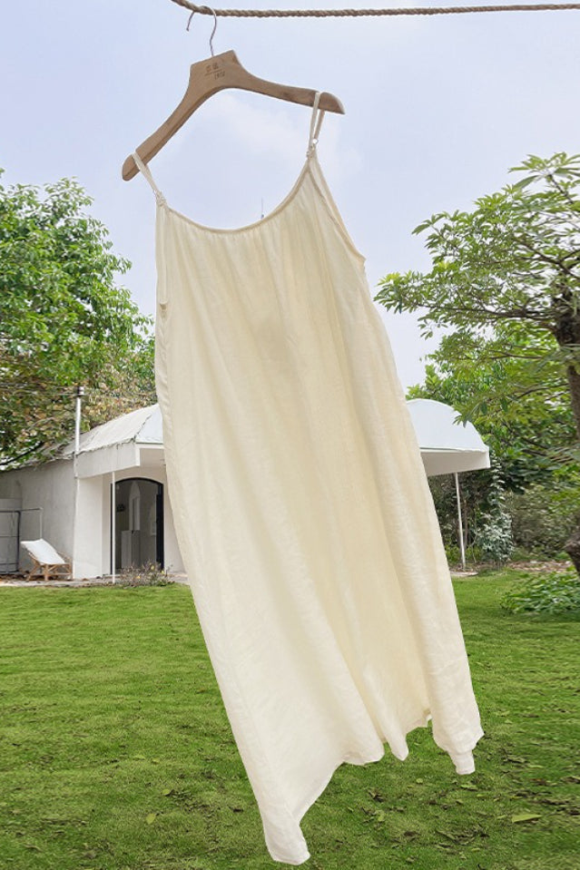 Vacation Linen Cotton Flowy Midi Dress