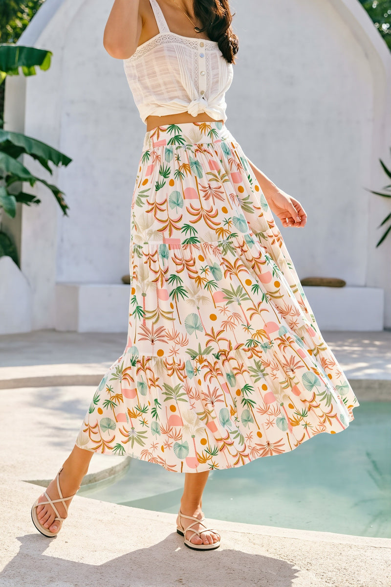 Vacation Printed Pocket Midi Skirt