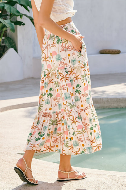 Vacation Printed Pocket Midi Skirt