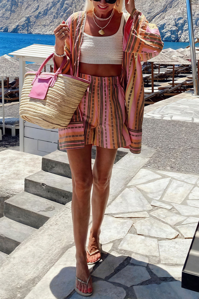 Vacation Stripe Loose Two Piece Set
