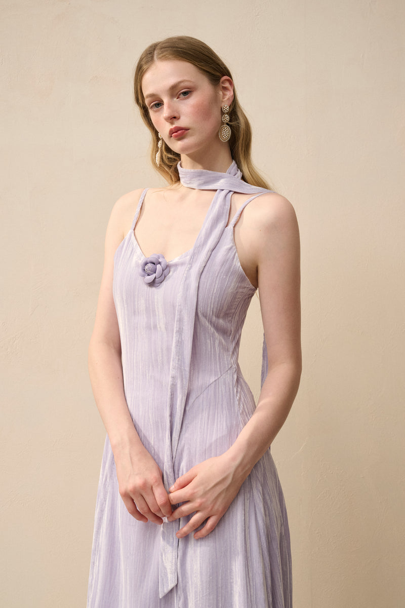 Velvet spaghetti strap maxi dress