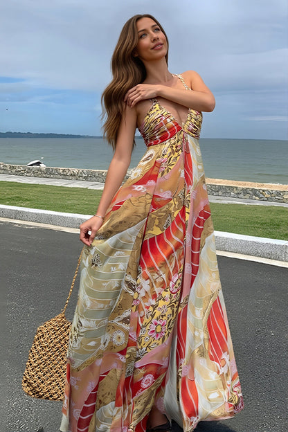 Vibrant Floral V Cami Boho Dress