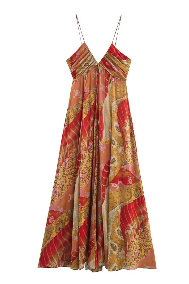 Vibrant Floral V Cami Boho Dress