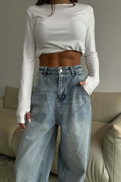Vintage Low Rise Washed Jeans