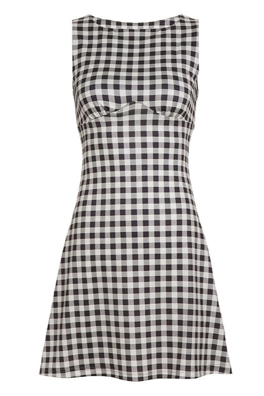 Vintage Plaid Tie A Line Mini Dress