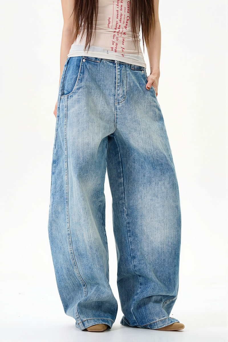 Vintage Slub Curved Leg Jeans