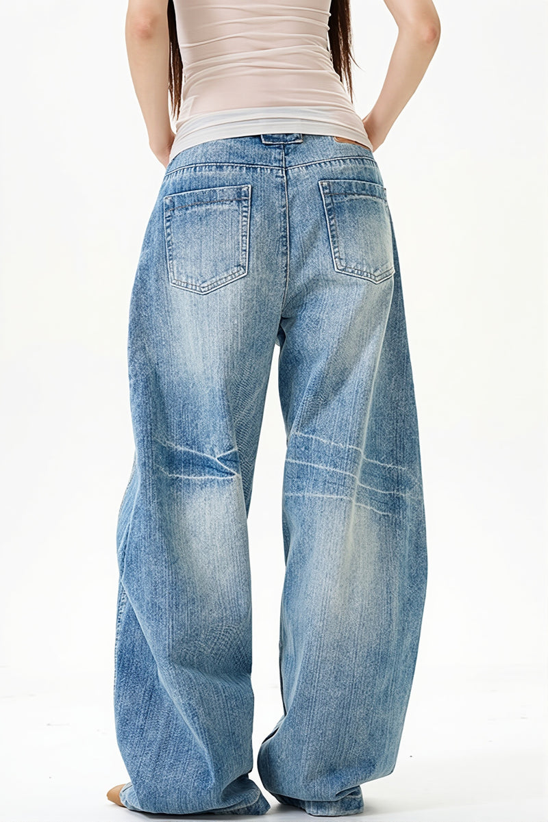 Vintage Slub Curved Leg Jeans