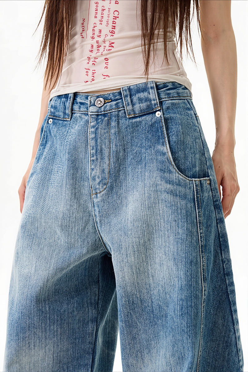 Vintage Slub Curved Leg Jeans