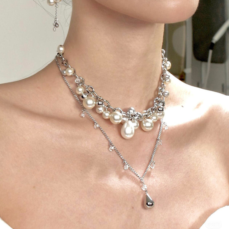 Waterdrop Pearl Double Layer Stackable NeckLace