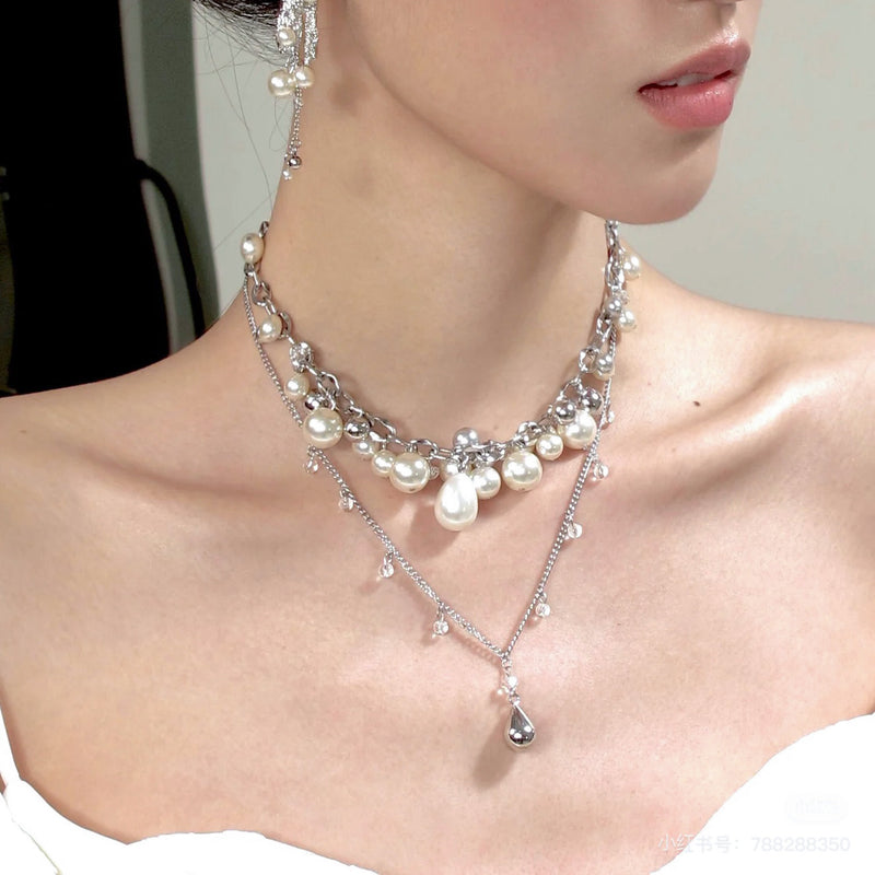 Waterdrop Pearl Double Layer Stackable NeckLace